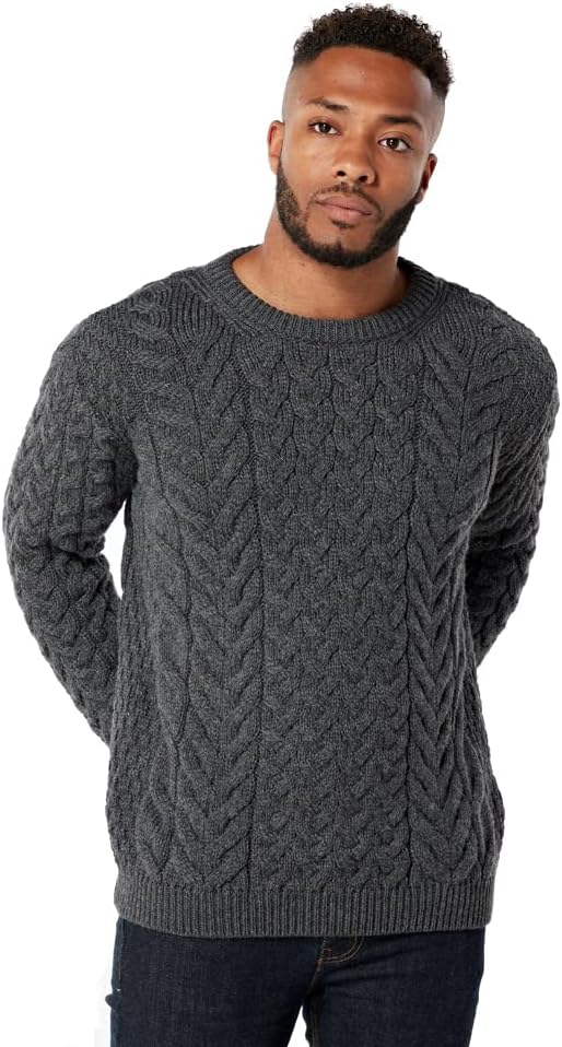 Irish Sweater for Women Made in Ireland Supersoft Merino Wool Cable & Weave Aran Knit Pullover