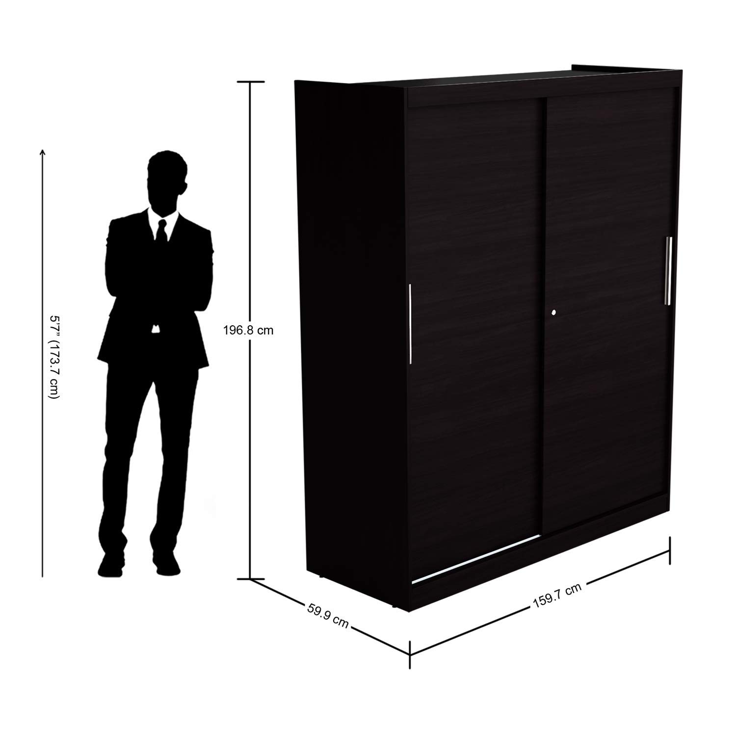 Godrej Interio Terra Wooden Wardrobe with Sliding Doors (Width 160cm