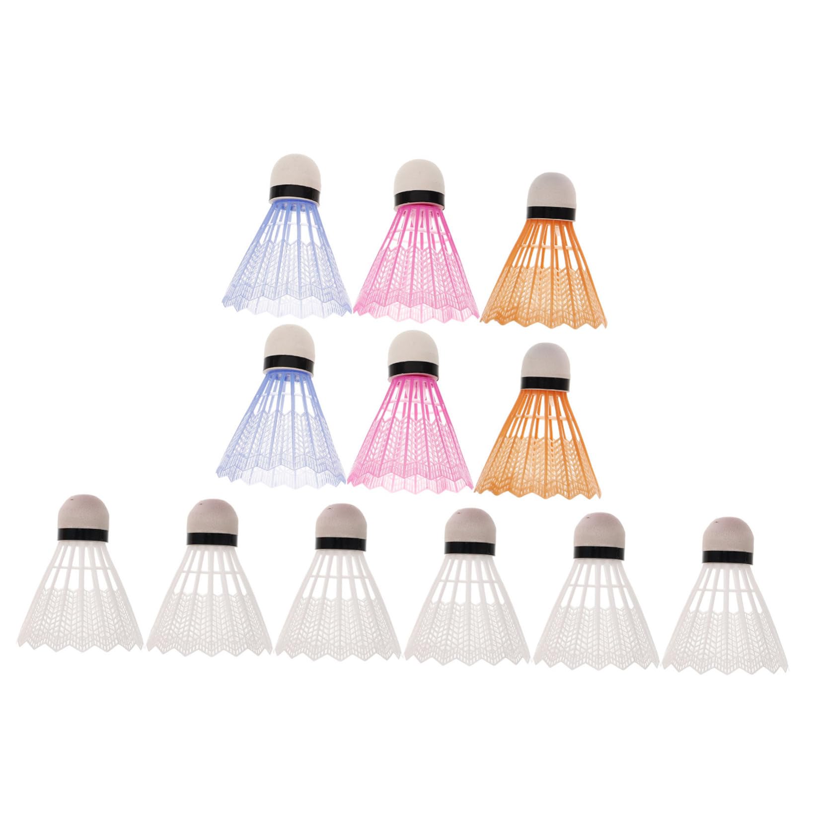 GOOHOCHY 12pcs Outdoor Badminton Plastic Shuttlecocks for Fitness Training Colorful Design with Small Storage Barrels for Easy Organization