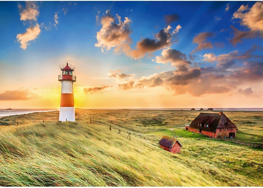 Trefl List-Ost Lighthouse, Germany 1000 Jigsaw Puzzle Premium Plus Photo Odyssey 27"x19" Unique Photographic Series, Perfect Matching of Elements, for Adults and Children from 14 Years Old