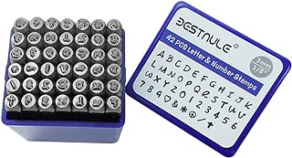 BESTNULE 42PCS Metal Stamping Kit, Number and Letter Stamp Set (A-Z, 0-9 and&,Love Symbol), Industrial Grade Hardened Carbon Steel, Perfect for Imprinting Metal, Wood,Leather (1/8", 3MM)