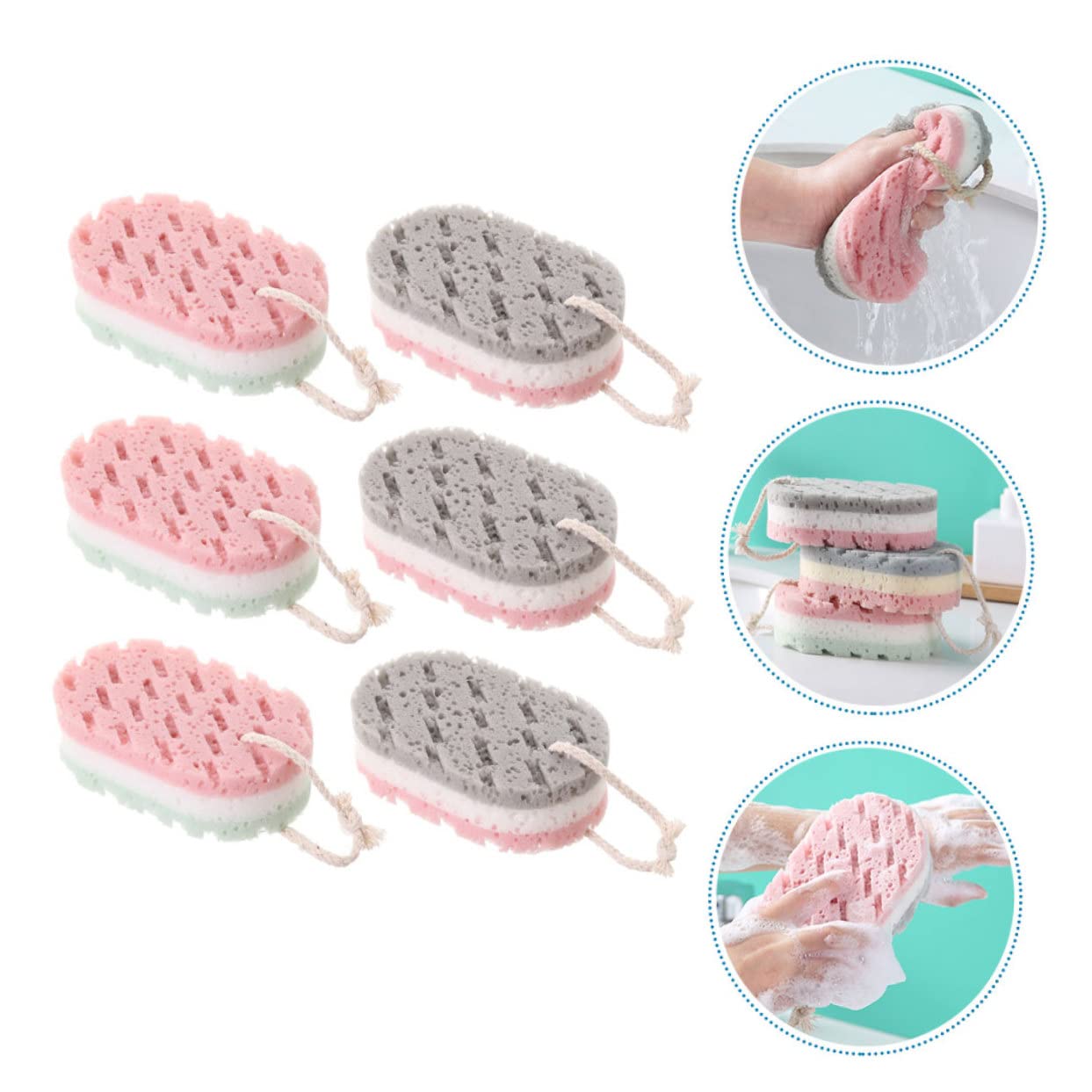 FRCOLOR 18piezas Esponjas Exfoliantes Reutilizables Para Cuerpo De Para y Exfoliación Profunda