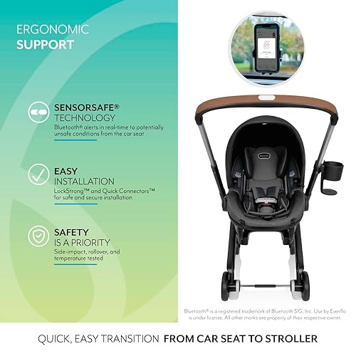 Miniatura 3 de Evenflo Shyft DualRide - Conjunto de asiento de coche infantil con almacenamiento de transporte (gris Boone)