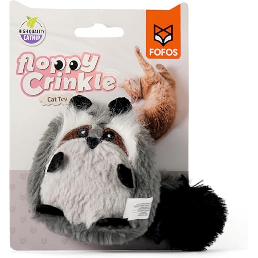 BarkButler Floppy Crinkle Raccoon Cat Toy