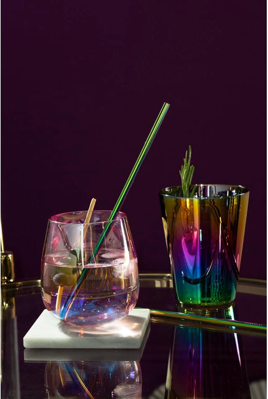 Premier Housewares Tumbler Martini Glasses Wide Rim Cocktail Glasses Set of 4 Whiskey Glass Vibrant Drinking Glasses Set Of 4 Tumblers Glass 11h x 9w x 9d