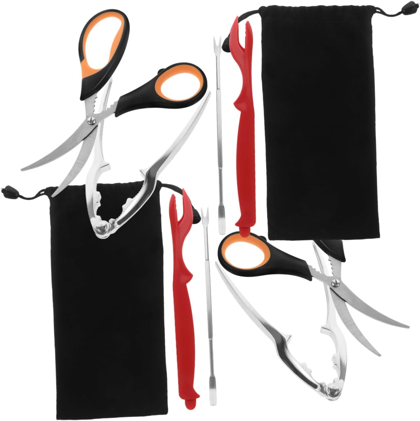 Unomor Stainless Steel Crab Claw Crackers Set Seafood Tools Forks Picks Metal Utensil Set
