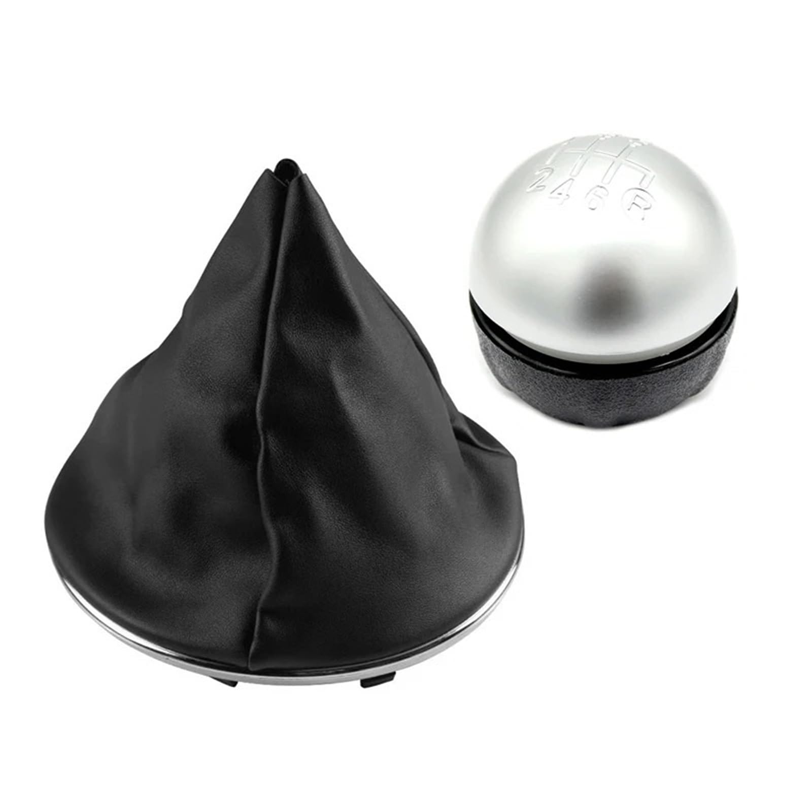 Xexjhqq 2Pcs Silver 6Speed Gear Stick Knob For Fiat 500 500C 2007-2018 5/6 Speed Gear Shift Knob Head Shifter Gaitor Boot Cover Car Change(2Pcs Silver 6Speed)