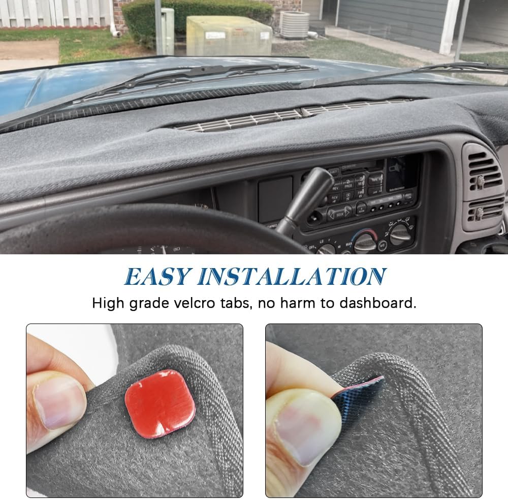 Dashboard Dash Cover Compatible with 1997-2000 Chevy Chevrolet Silverado/GMC Sierra C1500 C2500 C3500 K1500 K2500 K3500 1997-1999 GMC Yukon/Chevy Tahoe 1999-2000 Cadillac Escalade Dash Mat (Gray)