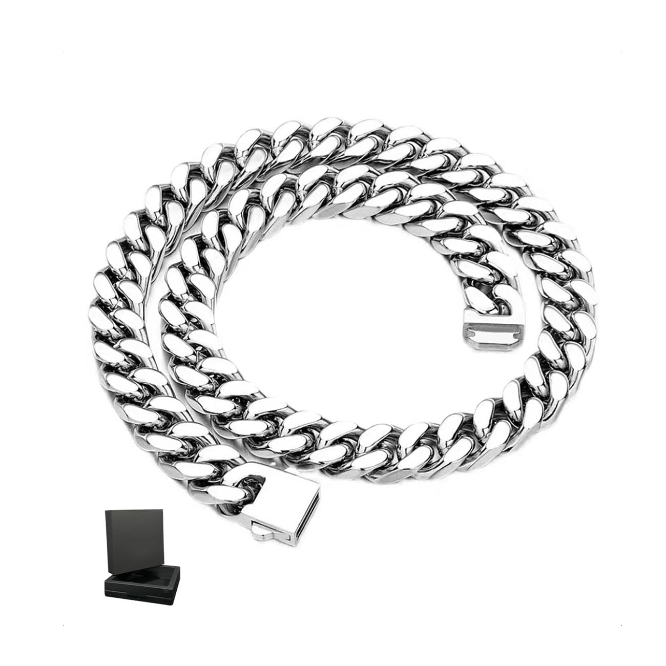 KONFEN Collar Acero Inoxidable Hombre, 7mm * 22" Cadena Cubana 304 Acero Inoxidable, 55cm Collares Cubano Eslabones Gordas Cadenas Necklace Men Regalo de Cumpleaños para Homem Chapa
