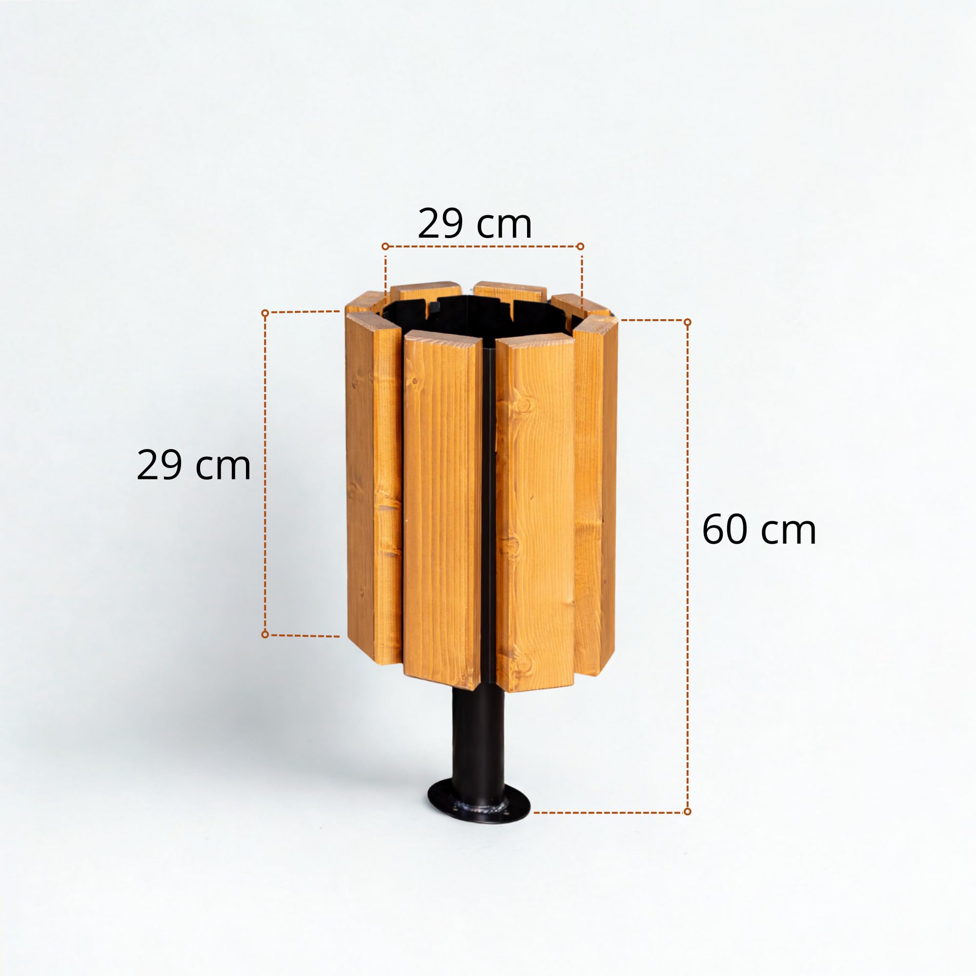 REKORD Wilno Eco, pattumiera per esterni, 40 l, legno e metallo, resistente alle intemperie, per parchi, giardini, luoghi pubblici, mobili urbani, parchi, palissandro
