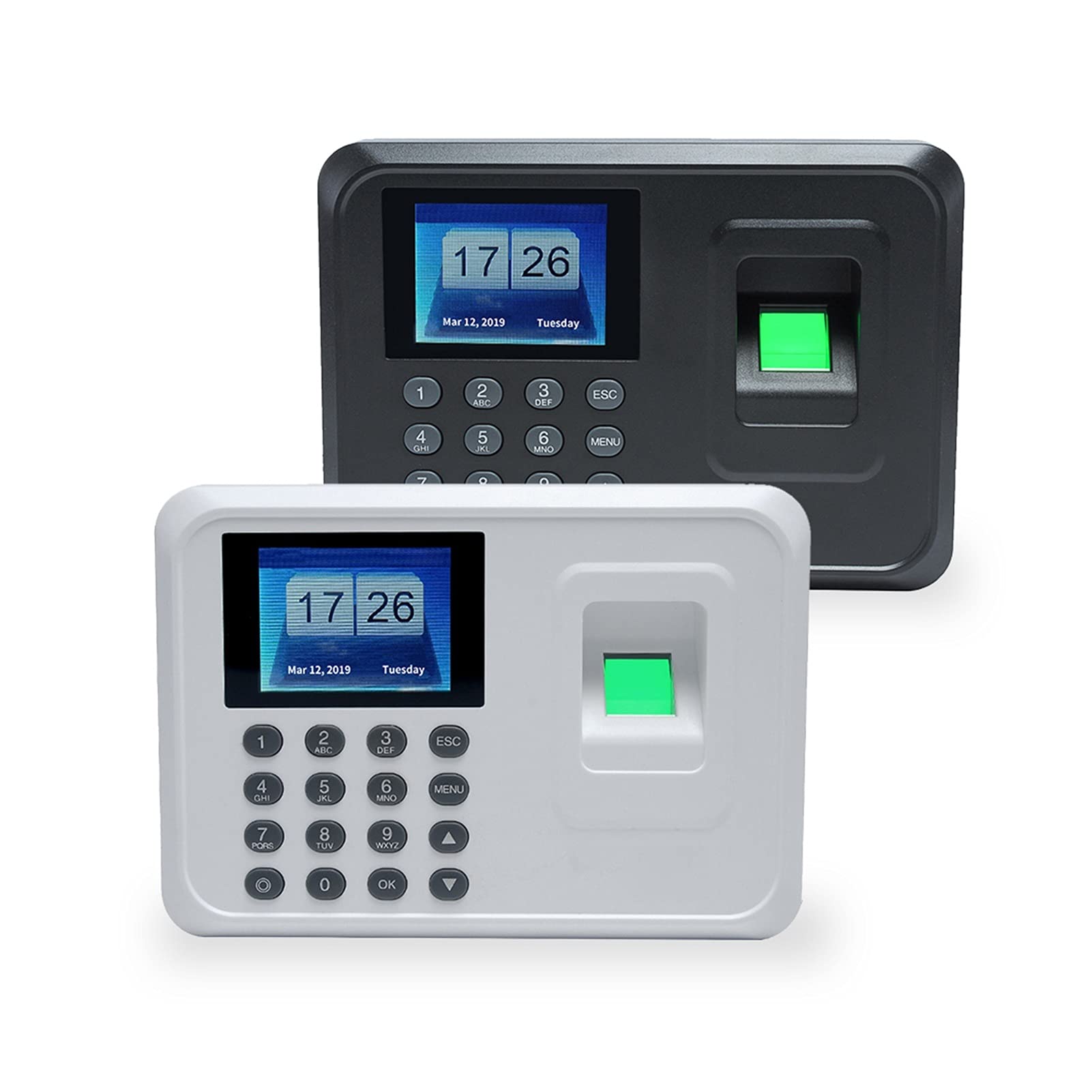 Rejestracja czasu pracy maszyn dla małych firm, A5 2.4in Biometryczny odcisk palca System System Clock Recorder Office Nagrywanie urządzenia Elektroniczna(Nero)
