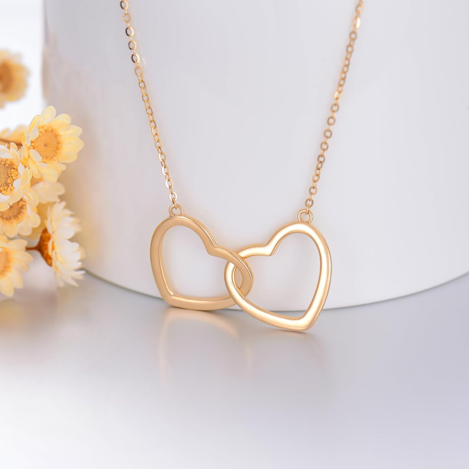 Mothers Day Gifts for Mom 14K Solid Gold Heart/Double hearts/Crystal/Celtic Knot/Y Lariat/Diamond Dainty Heart Necklace for Mom Wife Grandma Women