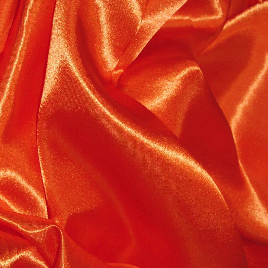 CQL Satin Fabric by The Metre – 60 Inch Wide Satin Roll for Wedding Dresses, Bespoke Tailoring & Decoration Projects – Soft, Smooth, Silk-Like Finish(Orange,5 Metre)