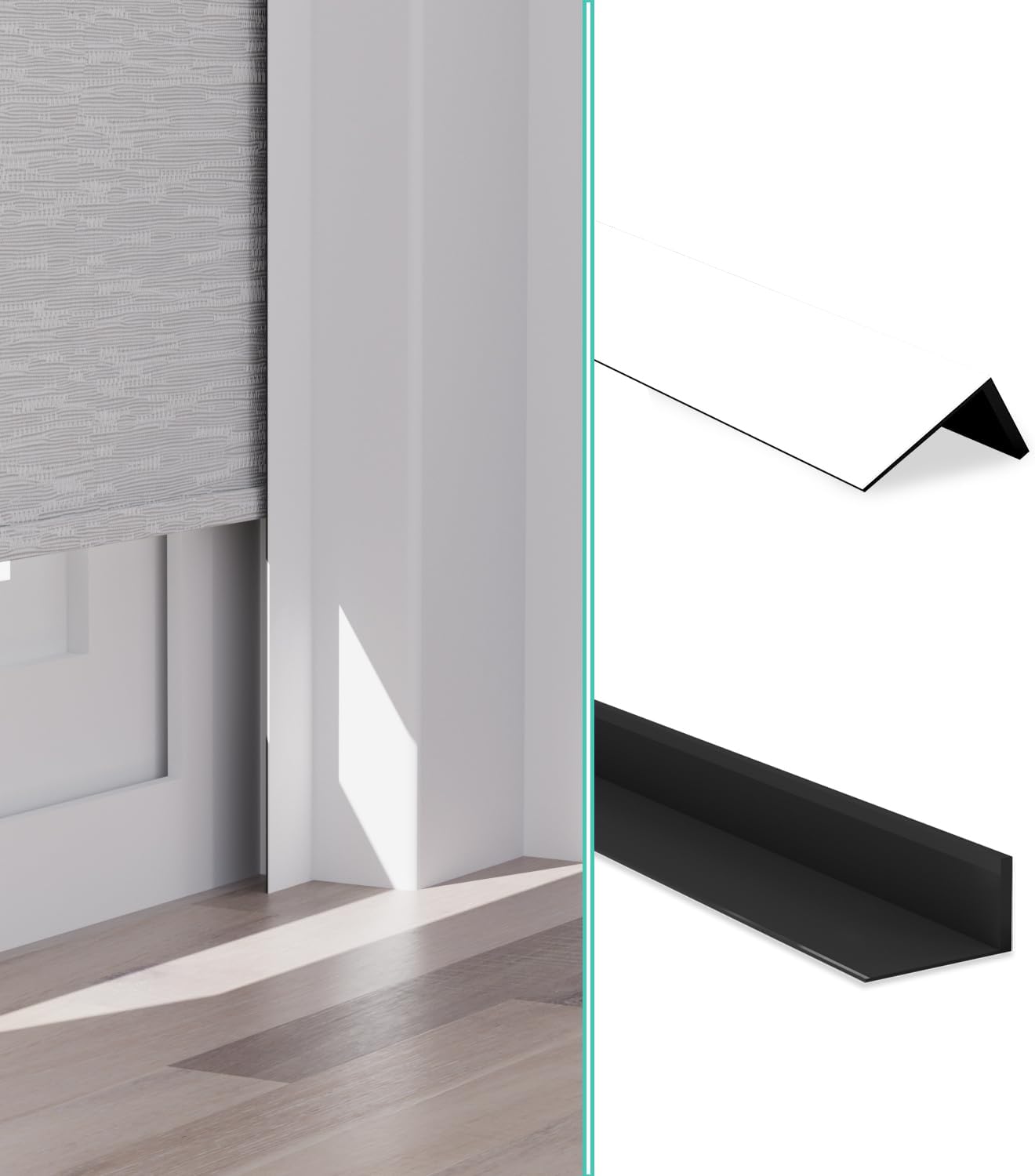 100% Blackout PVC Light Blocking Strips for Window Shades and Blinds, Block Light Along The Sides of Blackout Blinds, Easy to Install. (White 58" 2pc)