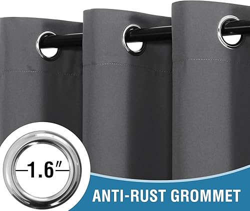 Miniatura 5 de H.VERSAILTEX Cortinas de patio 100% opacas, cortinas con aislamiento térmico para puertas correderas, paneles de ventana extra anchos, cortinas con