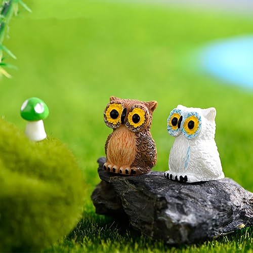 Miniatura 5 de MAOMIA Figuras decorativas de búho en miniatura, 8 piezas, mini búho, jardín, hadas, jardín, jardín, musgo, paisaje, bonsái, manualidades,