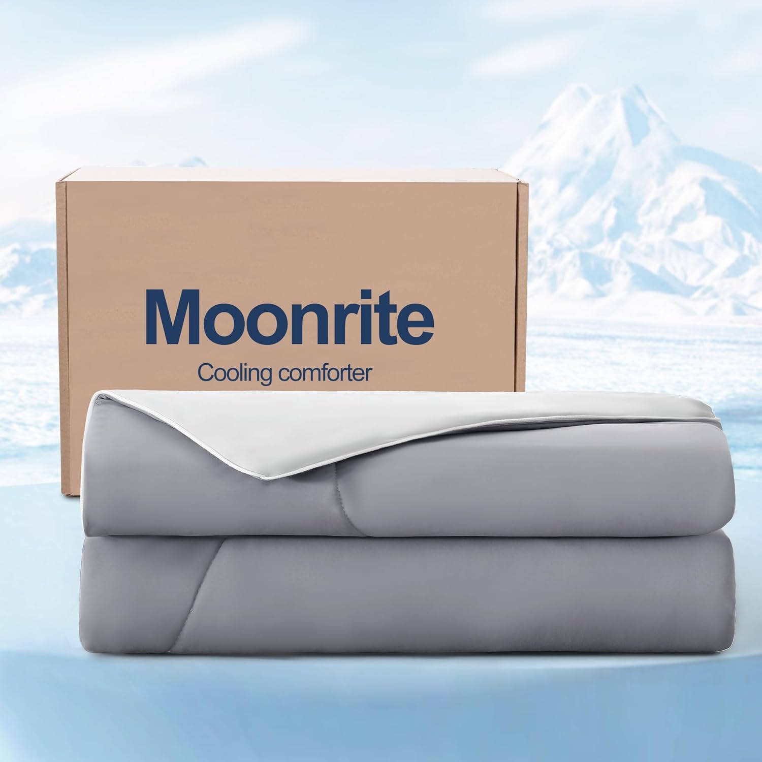 Moonrite Cooling Blanket Full/Queen Size, Q-max > 0.45 Japanese Arc-chill Cooling Comforter for Hot Sleepers, Silky Soft Breathable Cool Blanket fot Summer Night Sweats,Grey,90x90