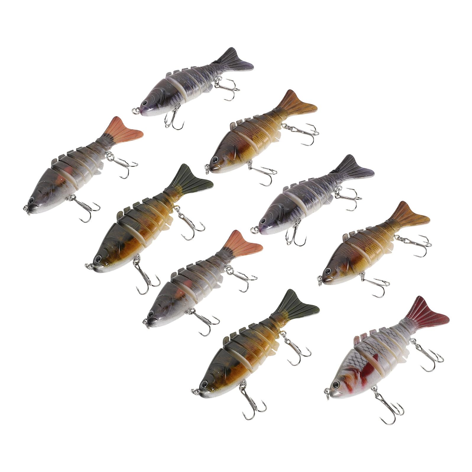 Gatuida Set 10 Esche da Pesca Artificiali Multi-snodo 10 Cm, Esche Dure Imitate Realistiche per Acqua e Salata, Esca Dura da Superficie per Spigole e Trote, Attrezzatura Pesca