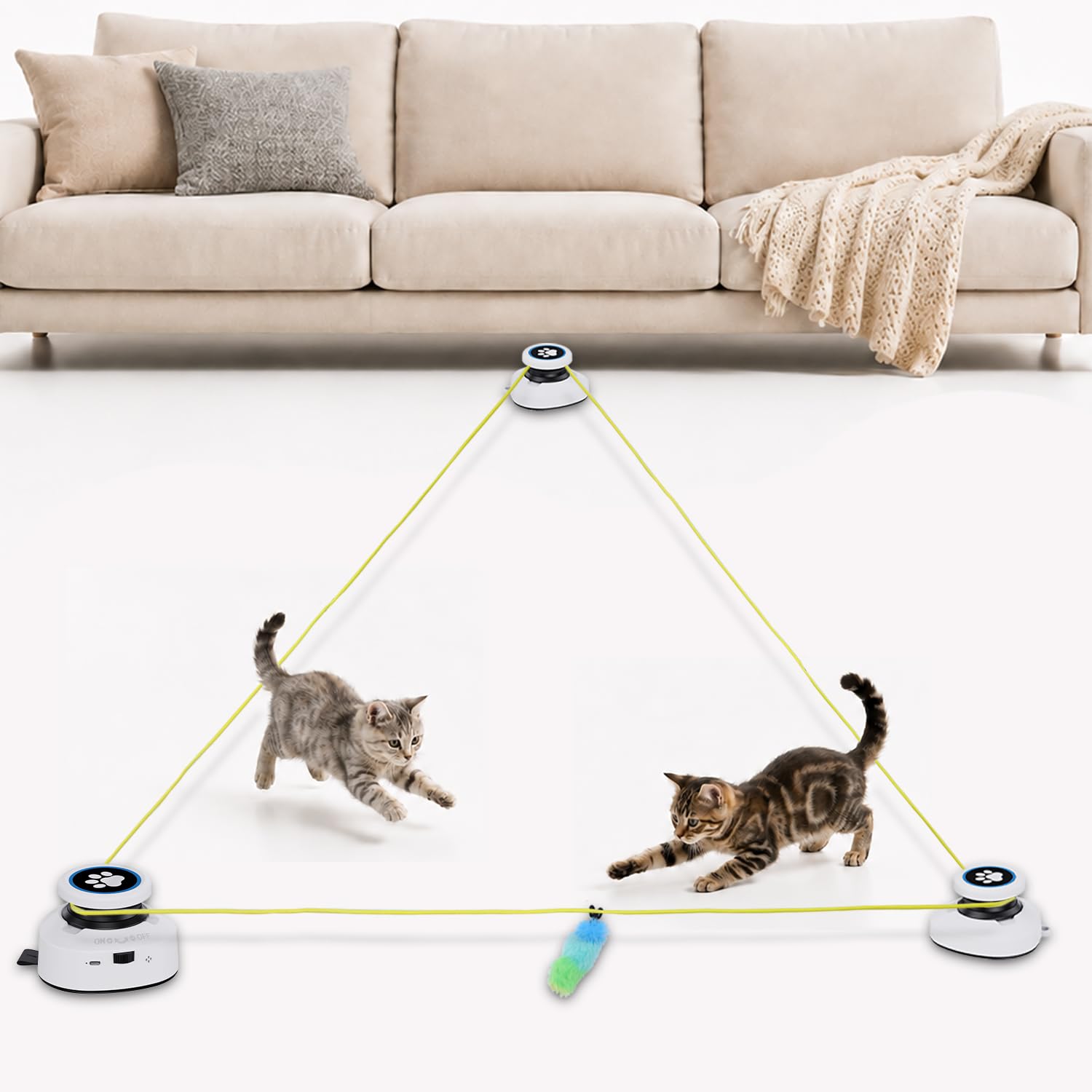 Juguetes Interactivos para Gatos con Control Remoto,Recargable | Auto/Manual,Timer,Silencioso,Katzenspielzeug für den Innenbereich,Fangspielele&Bewegung Einstellbare Geschwindigkeit -Weiß