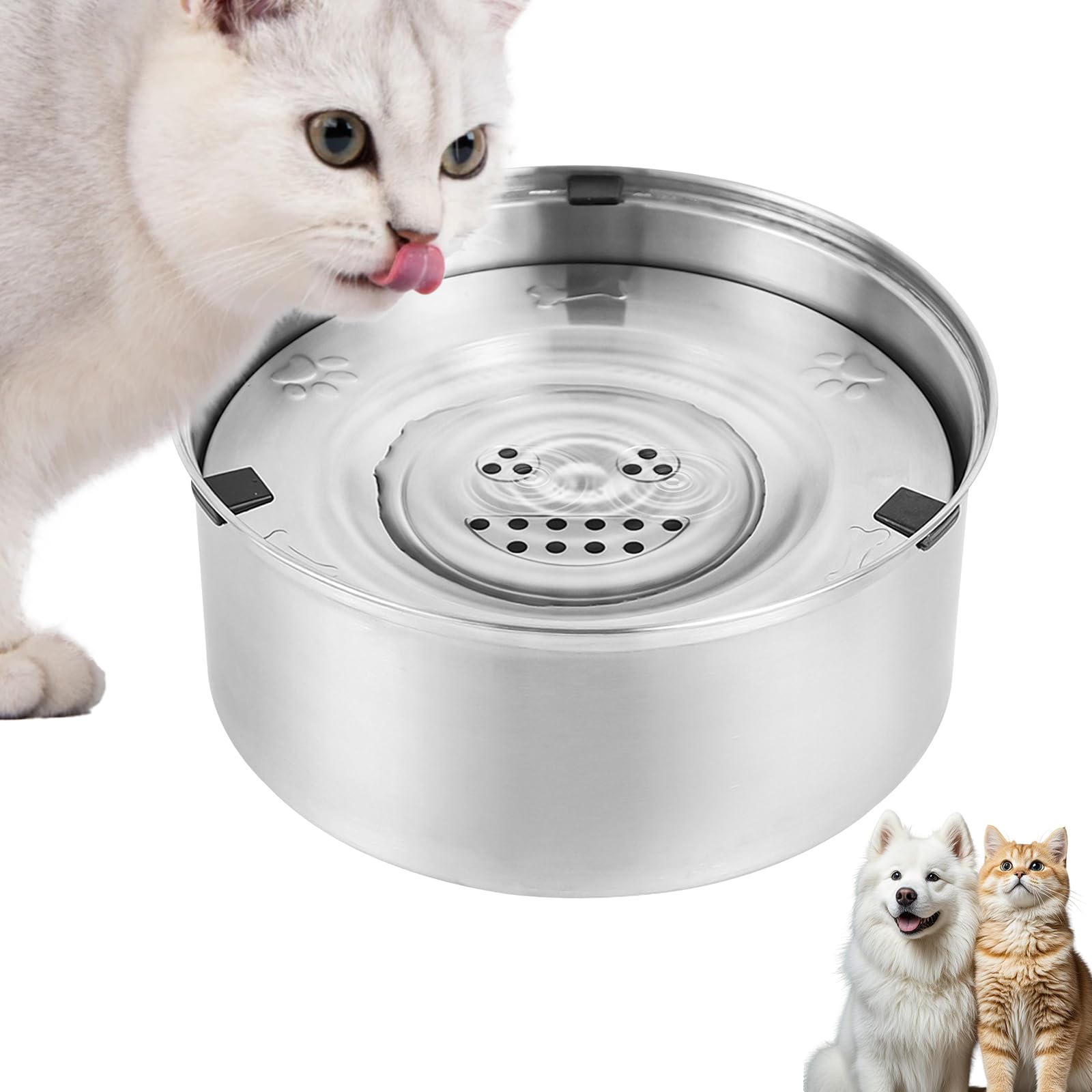 Cuenco de agua para perro de 1 L, sin babeo, acero inoxidable, antigoteo, con base antideslizante, cuenco flotante, sin suciedad, fácil de limpiar, apto para lavavajillas
