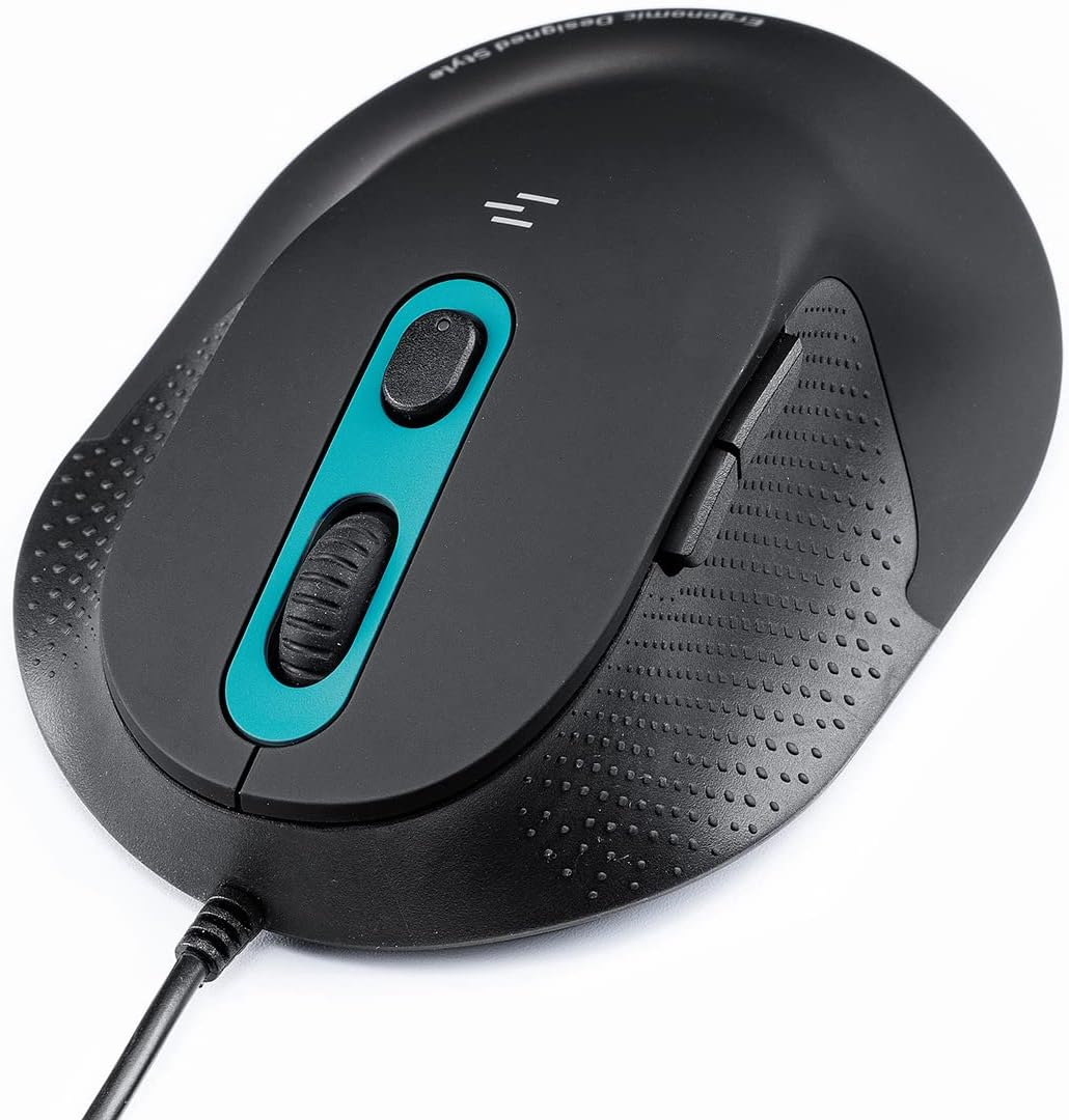 SANWA Wired Ergonomic Mouse, Optical Vertical Computer Mice, Programmable, 800/1200/1600/2400 DPI, Compatible with MacBook, Laptop, Windows, USB, Mac OS, Android, Reduce Wrist Strain, 20°Tilt Low type