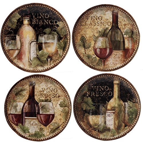 Certified International Gilded Wine Salad/Dessert Plates (Set of 4), 9", Multicolor