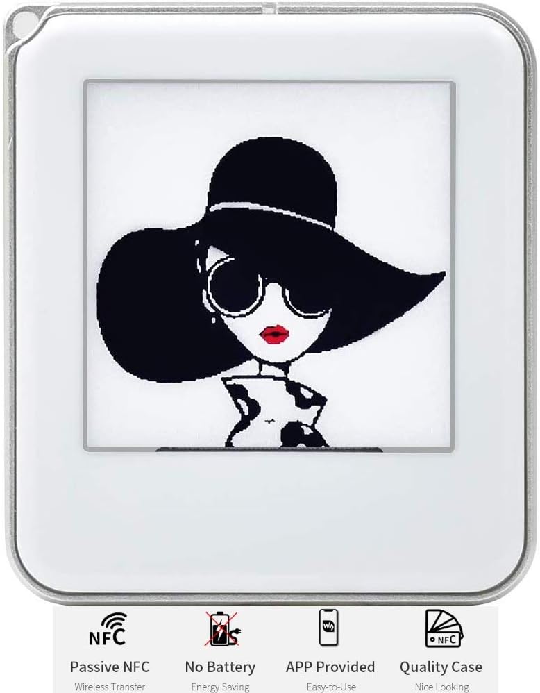 1.54" NFC-Powered E-Paper Display, 200x200 Resolution Three-Color E-Ink Display, Wireless Powering and Data Transfer, Refresh by Smartphone with NFC Function, White Case