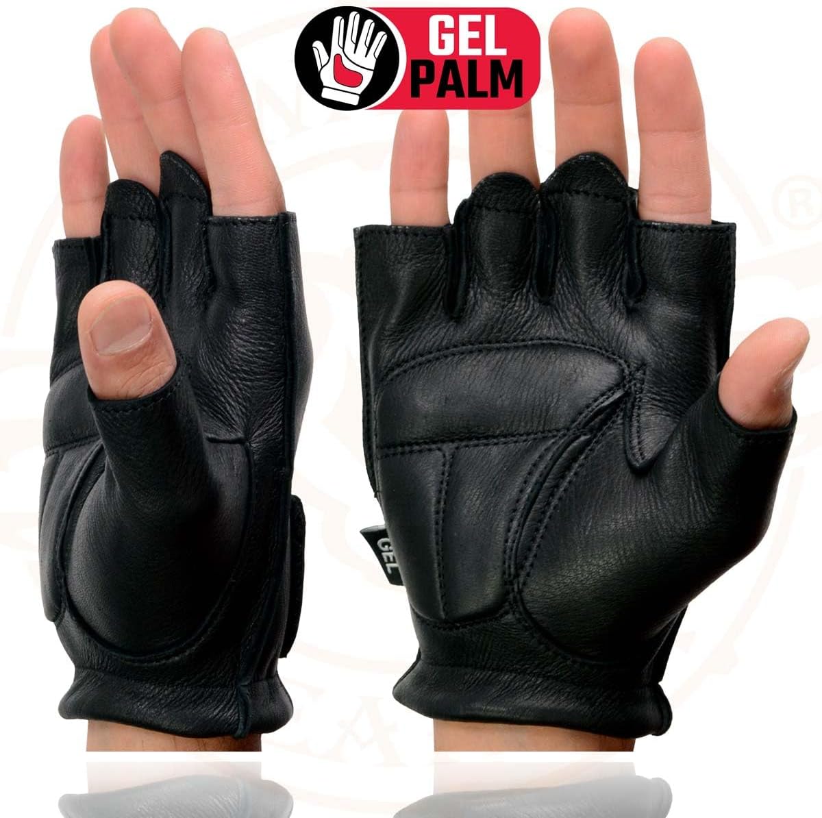 Milwaukee Leather Men's USA Deerskin Fingerless Motorcycle Hand Gloves - X-Large - Image 6
