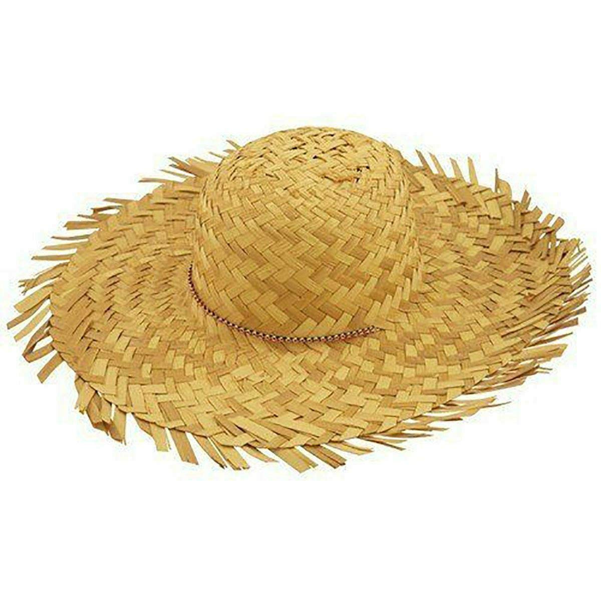 FashioN HuB Womens Hawaiian Fancy Dress Accessory Ladies Female Straw Beachcomber Sombrero Hat One Size