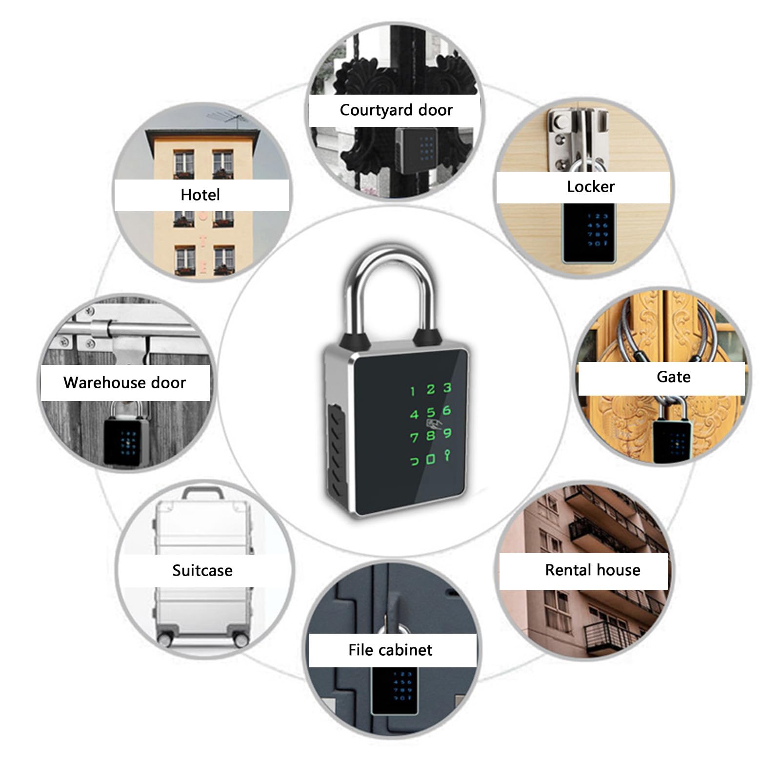 Candado Inteligente con Teclado sin Llave, Candado con Bluetooth IP65, Resistente Al Agua, Casillero, Gimnasio, Cerradura para el Hogar