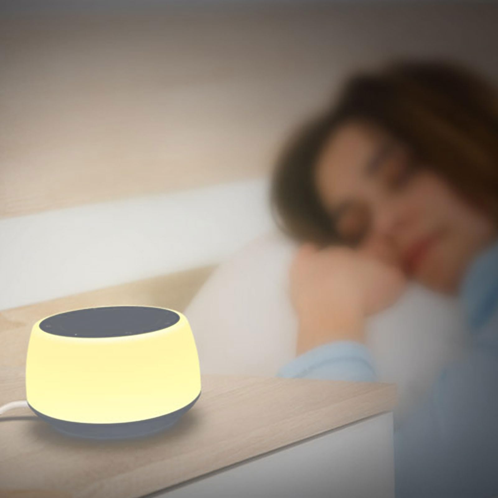 Máquina portátil de escritorio con sonido de ruido blanco para sonidos relajantes del bebé, temporizador de 15/30/60/90/120 minutos, iluminación de habitación de niños