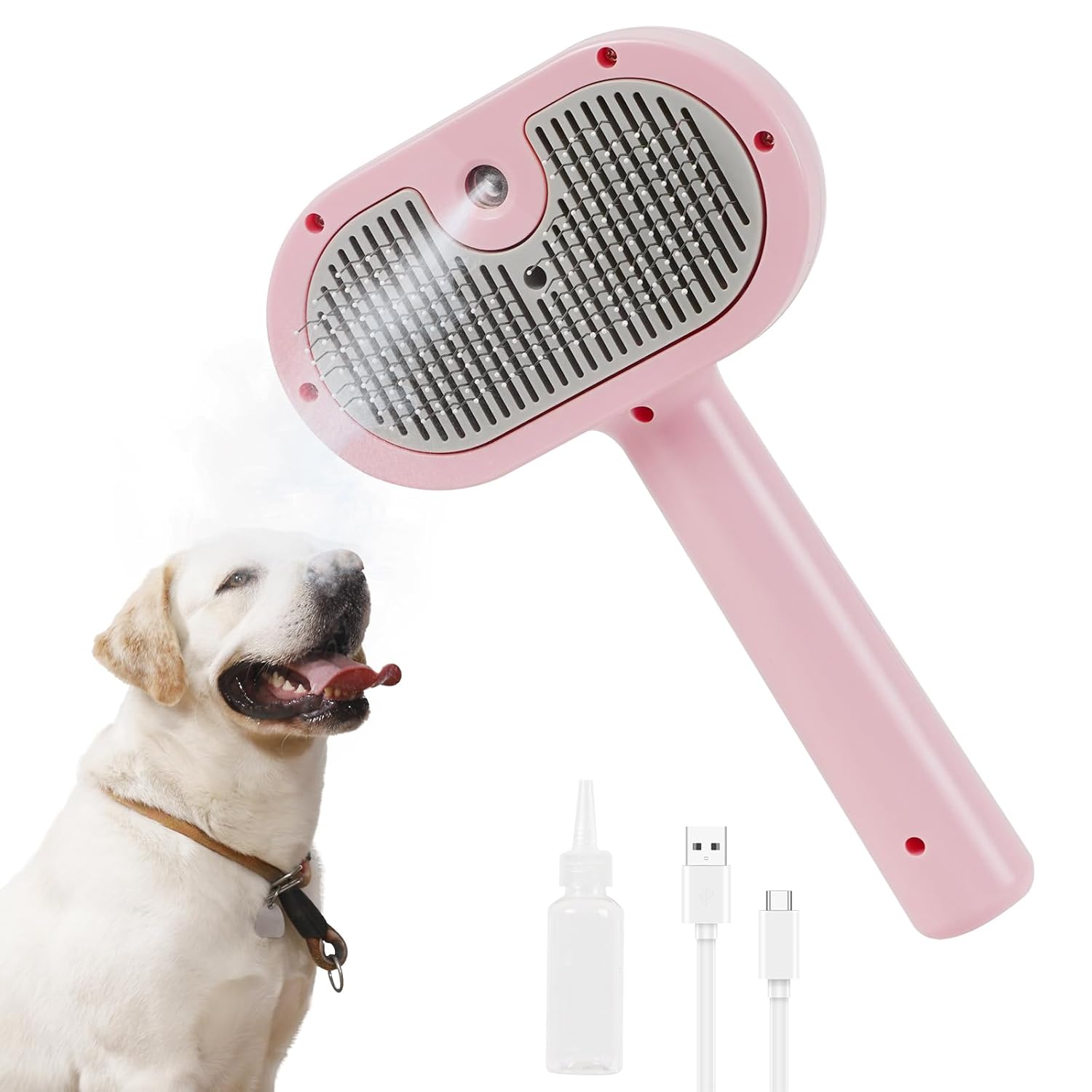 3-in-1 Anti-static Cat Steam Brush & Deshedding Tool – Cat Brush for Long/Short Hair, Reduces 95% Shedding, Easy Clean Grooming Supplies for Pet Owners (pink)