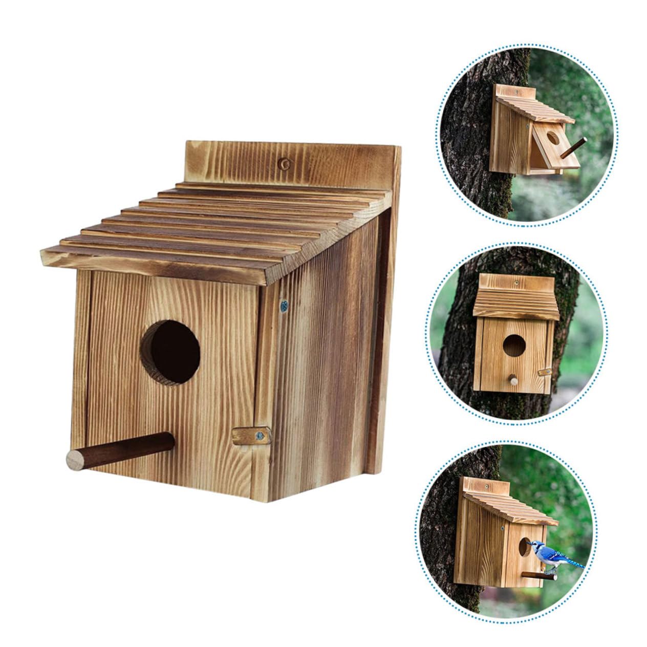 INOOMP Casita de Pájaros de Madera Colgante para Dormir Nido de Cría para Pájaros Decoración de Jardín Exterior Nido de Madera para Chochines