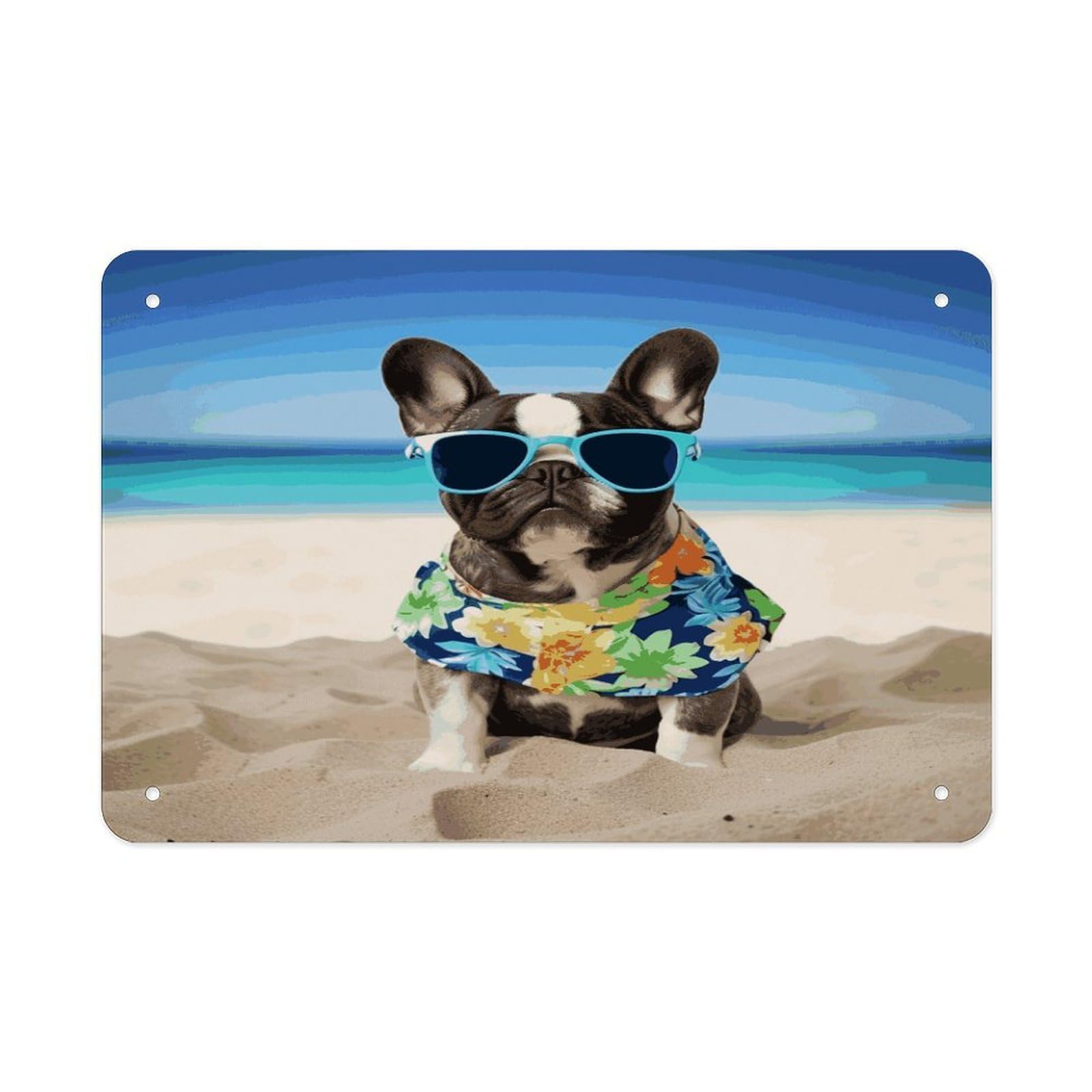 Fekiloot Style French Bulldog Summer Metal Signs Wall Art Tin Sign