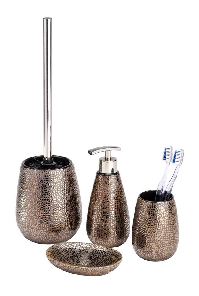 WENKO Zahnputzbecher Marrakesh Keramik - Zahnbürstenhalter für Zahnbürste und Zahnpasta, Keramik, 8.3 x 11.4 x 8.3 cm, Braun (Packung mit 2)