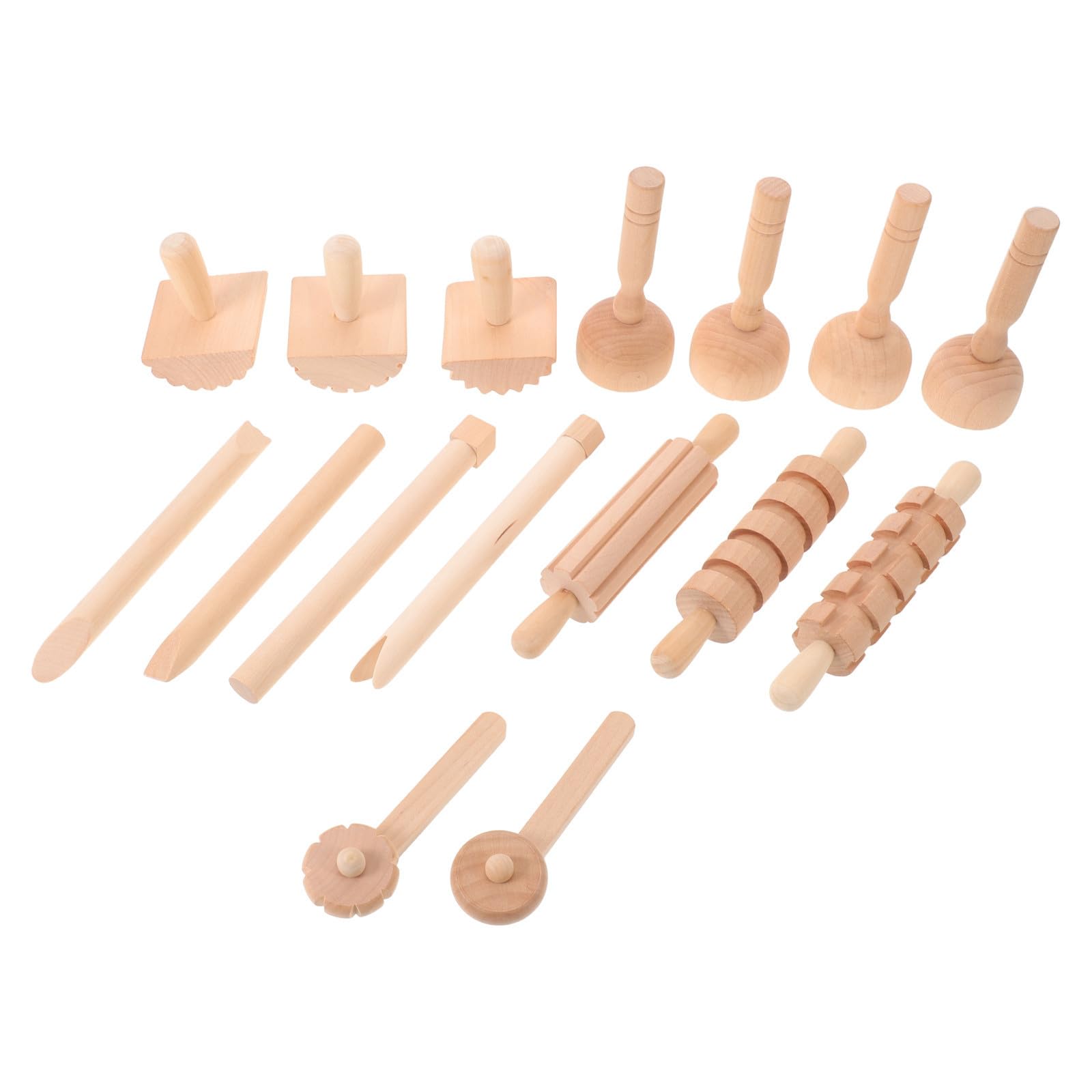 Kit de Modelage en Argile pour Garçon et Filles, Tampons en Bois Kaki