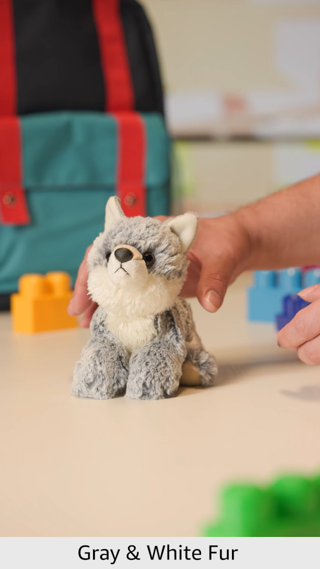 Aurora Mini Flopsie Wolf Plüschtier - 20 Cm, Weiß/lila, Kuschelweich & Waschbar