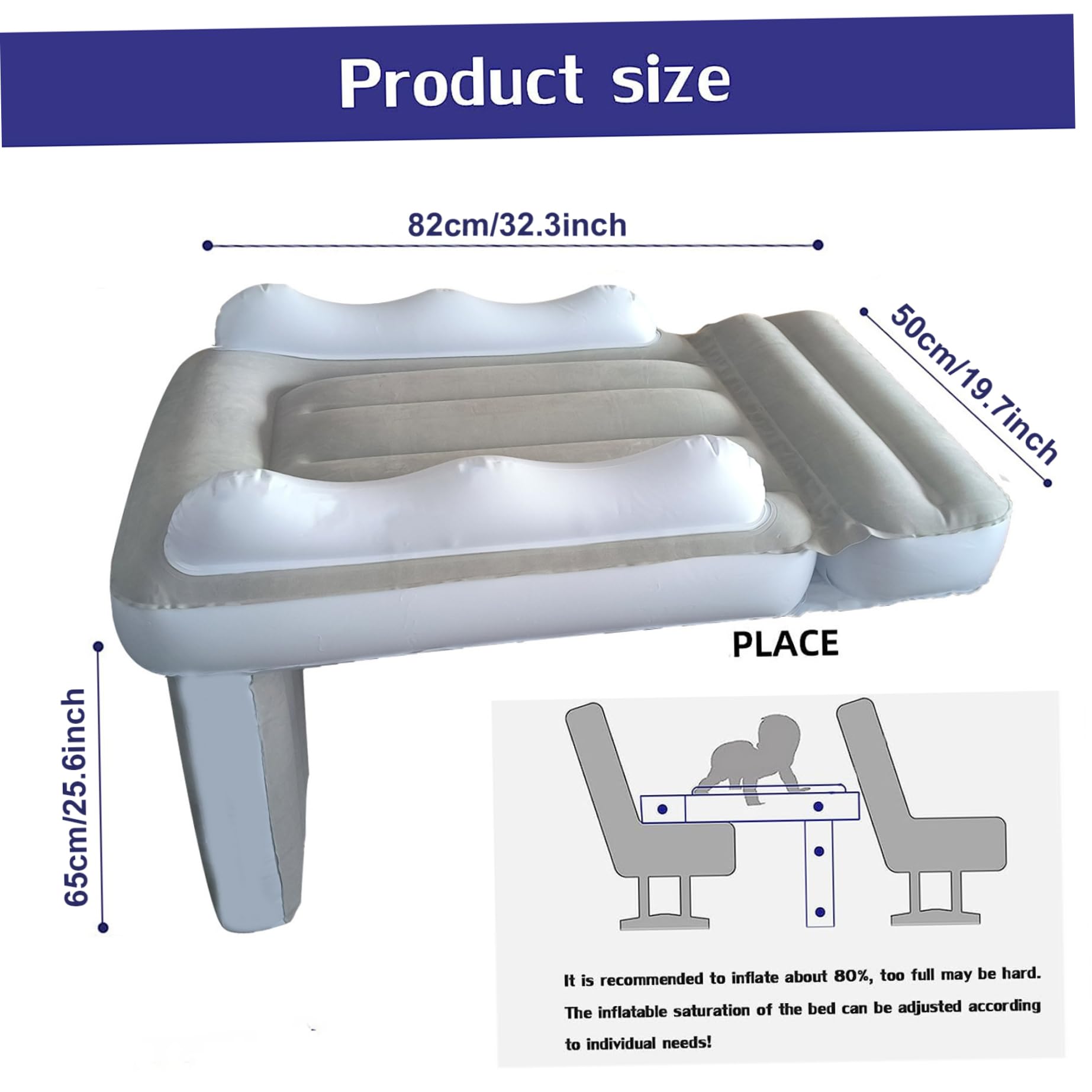 Lit d'avion gonflable pour tout-petits, lit d'avion pour enfants avec ceinture de sécurité réglable, matelas de voyage portable pour les tout-petits sur les vols, les voitures, les trains pour les