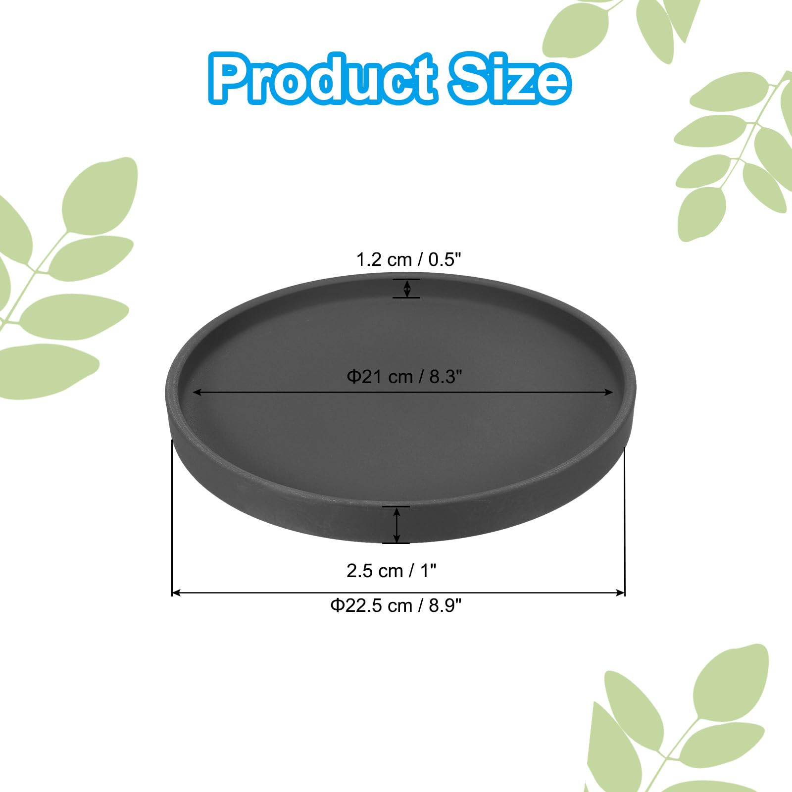PATIKIL 8.9 Inch Round Ceramic Plant Saucer, Plant Saucer Tray Flower Planter Drip Tray for Indoors Outdoors Patio Balcony Black - Image 2