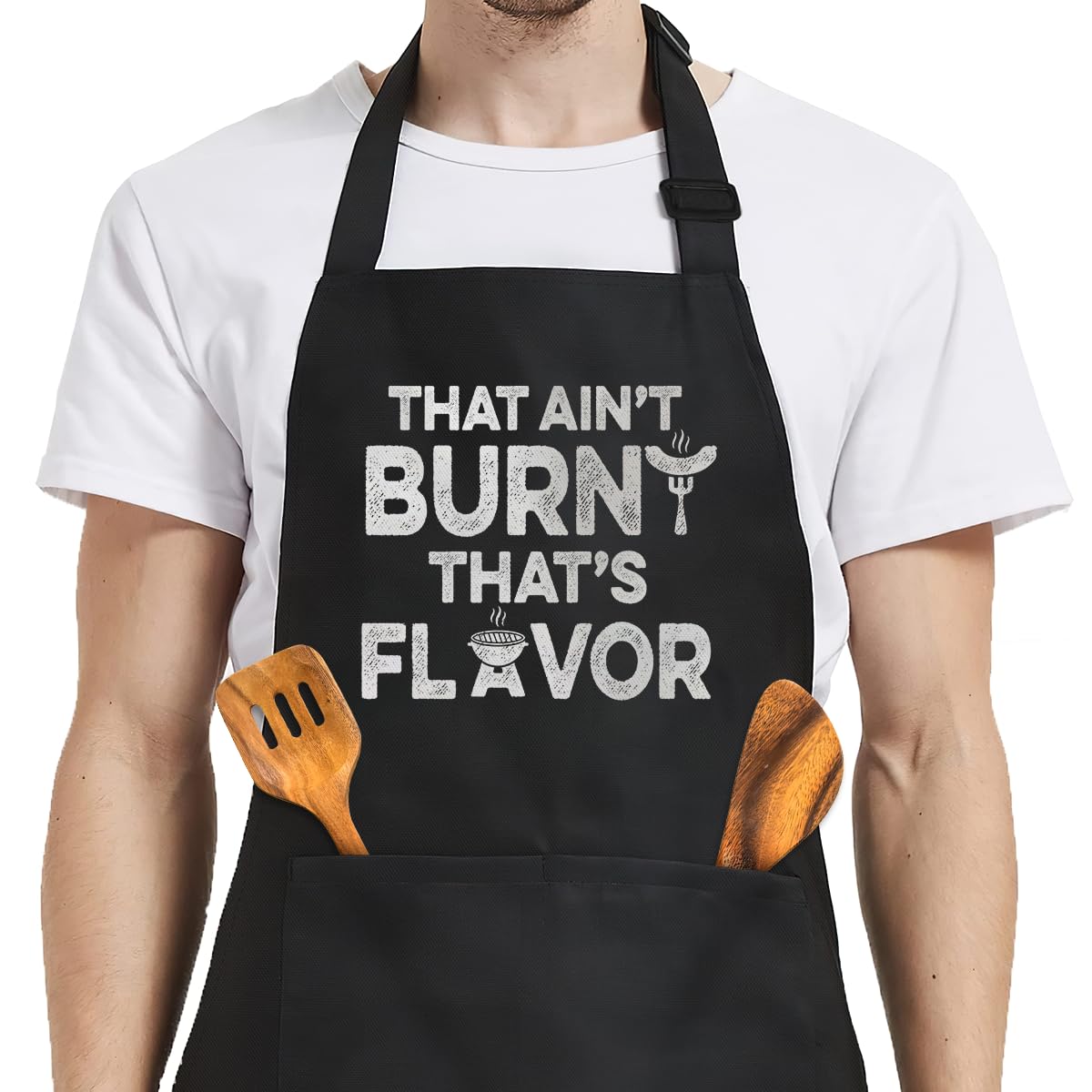 SANDJEST Men's Aprons with Pockets - Funny Aprons for Men BBQ, Kitchen, Cooking - Gifts for Birthday, Birthday