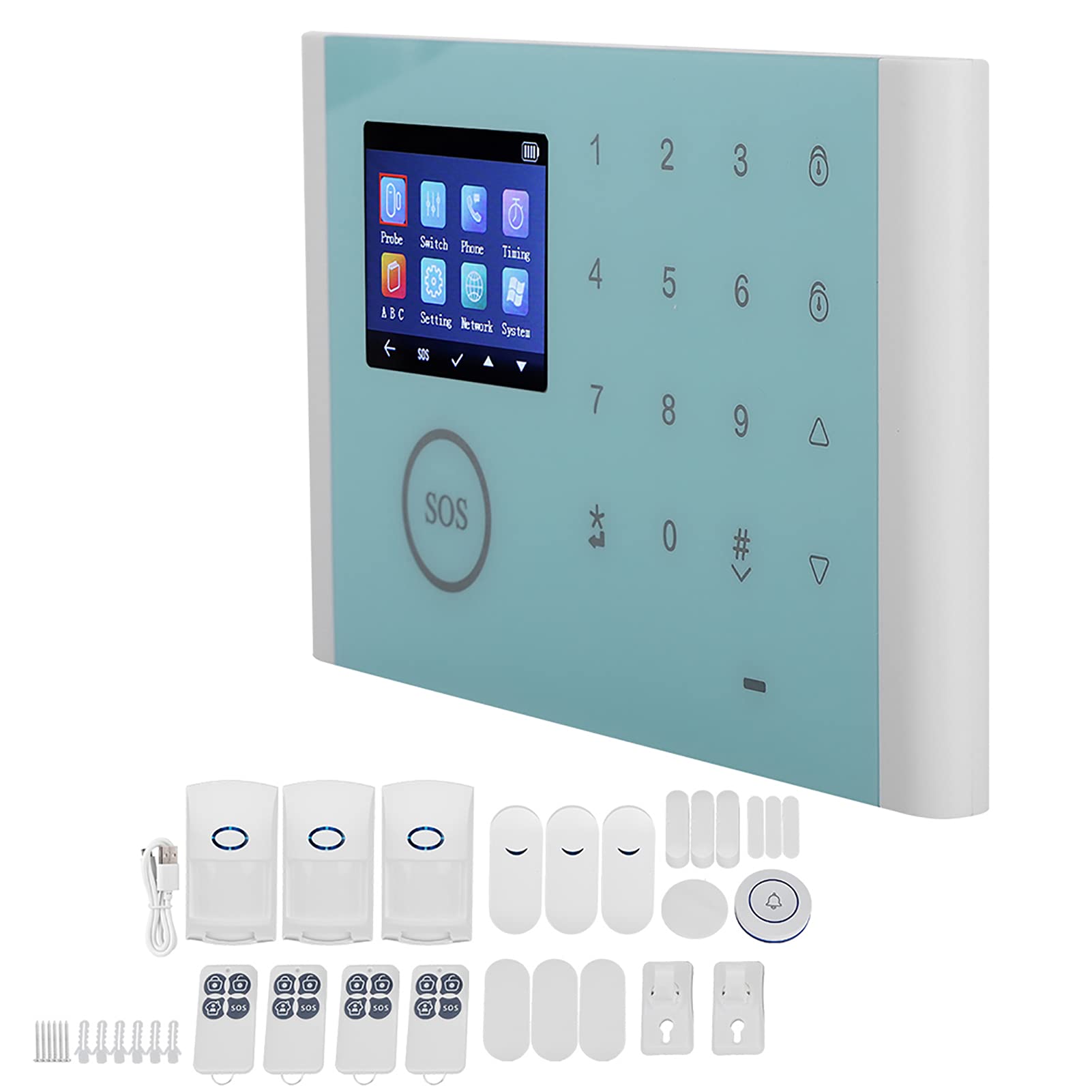 di Allarme di Sicurezza Domestica con Touch Screen LCD TFT da 2,4 Pollici, con Doppia Rete WiFi GSM 2G, Supporto Telecomando APP in 9 Lingue, per Protezione Antifurto Domestica