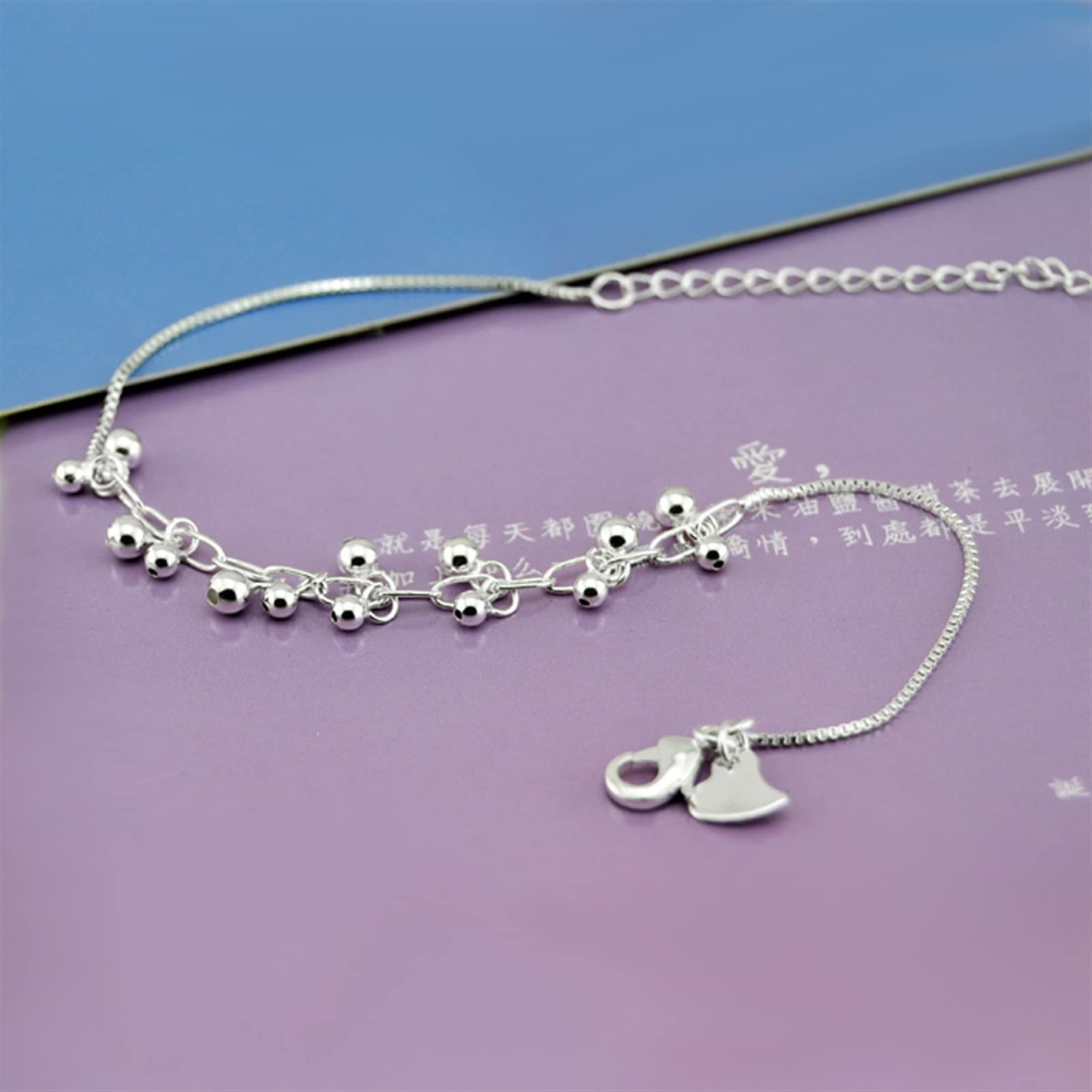 Fußkettchen Fußkettchen für Damen, Fußkettchen, Strand, 27 cm, Sterlingsilber, Fußkettchen, Armband, Damenmode, Barfußkette, Schmuck, Damen-Fußkettchen