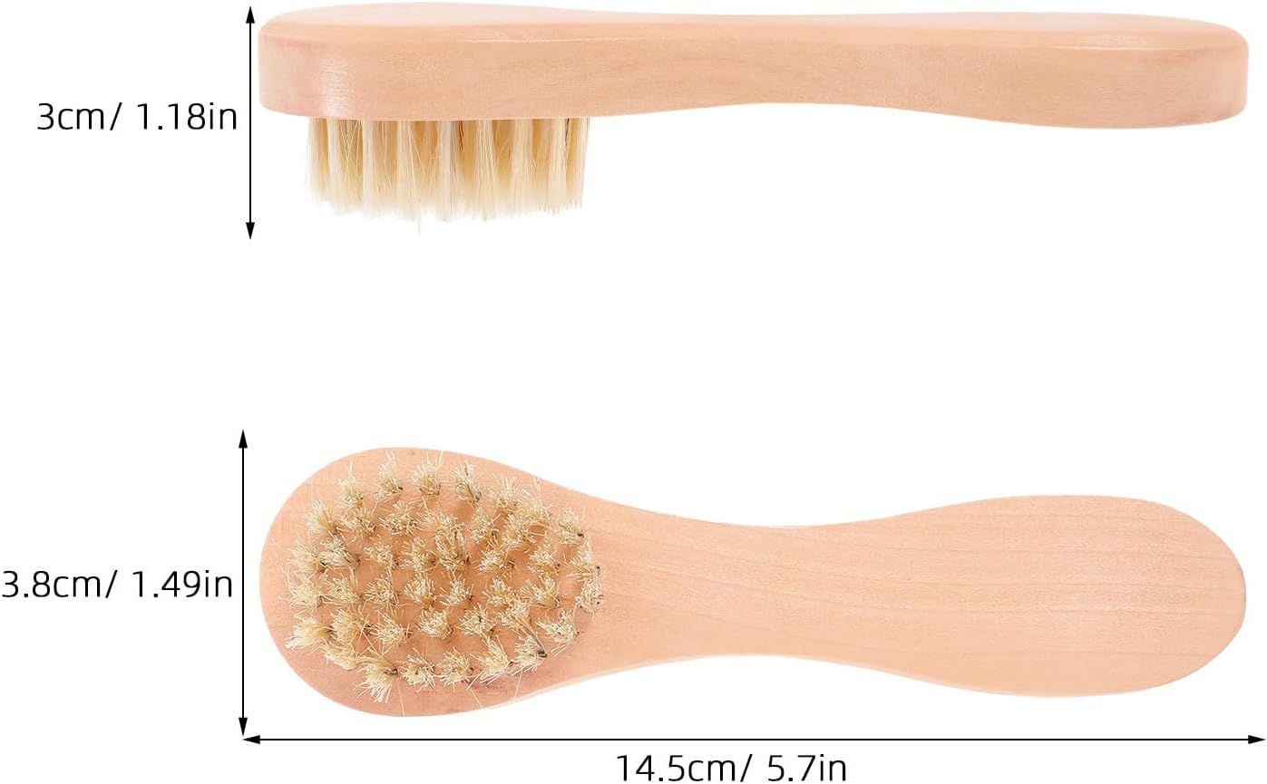 5pcs Ultra-Soft Pig Bristle Facial Cleansing Brush Set Wooden Handle for Deep Face Exfoliator and Gentle Skin Cleansing, Manual Face Wash Brush for Women