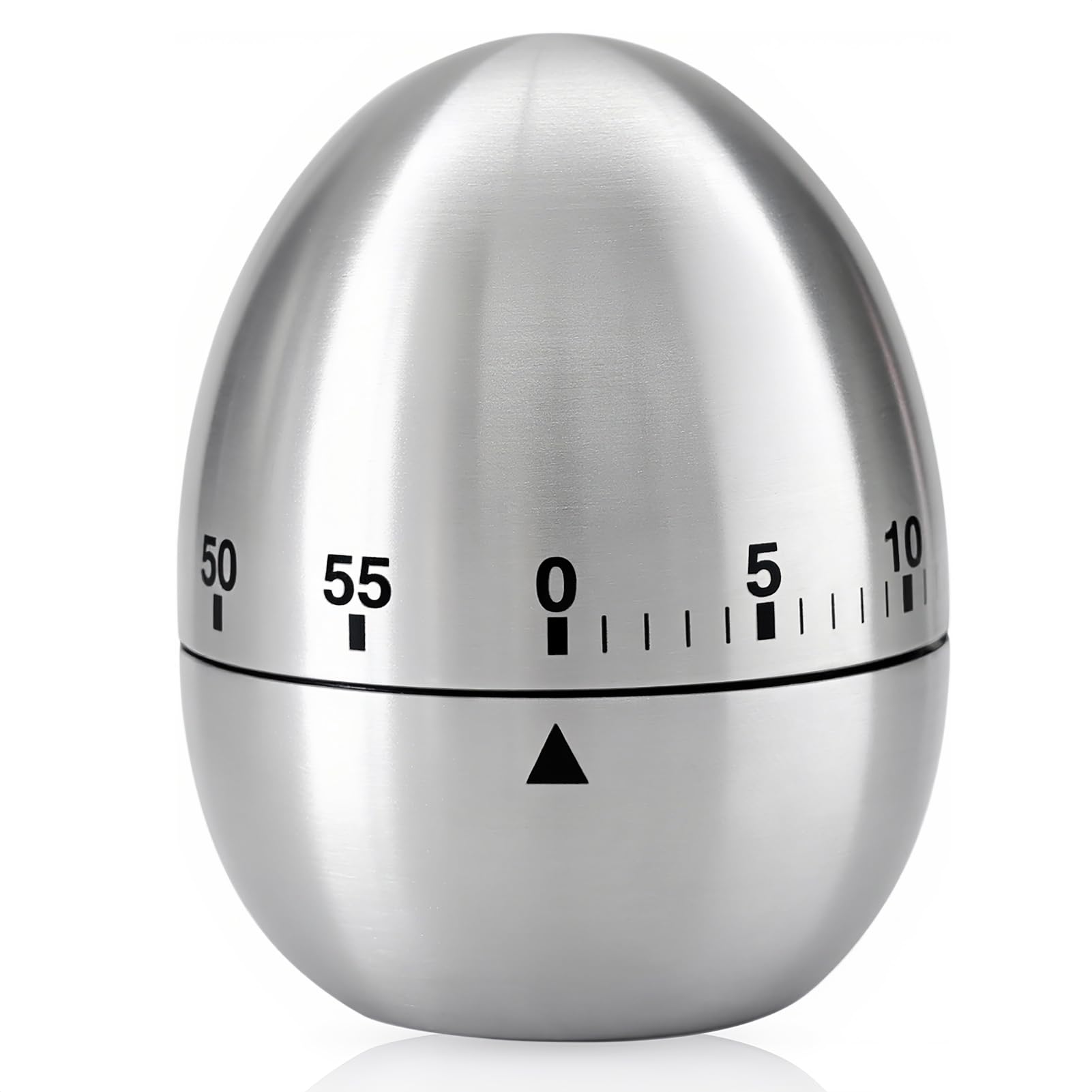 Kitchen Timer Mechanical Stainless Steel Egg Shaped, Quiet/Alert Dual Modes, 60 Minutes Countdown Timer for Cooking Baking Shower Classroom Study Toothbrush, Durable Waterproof