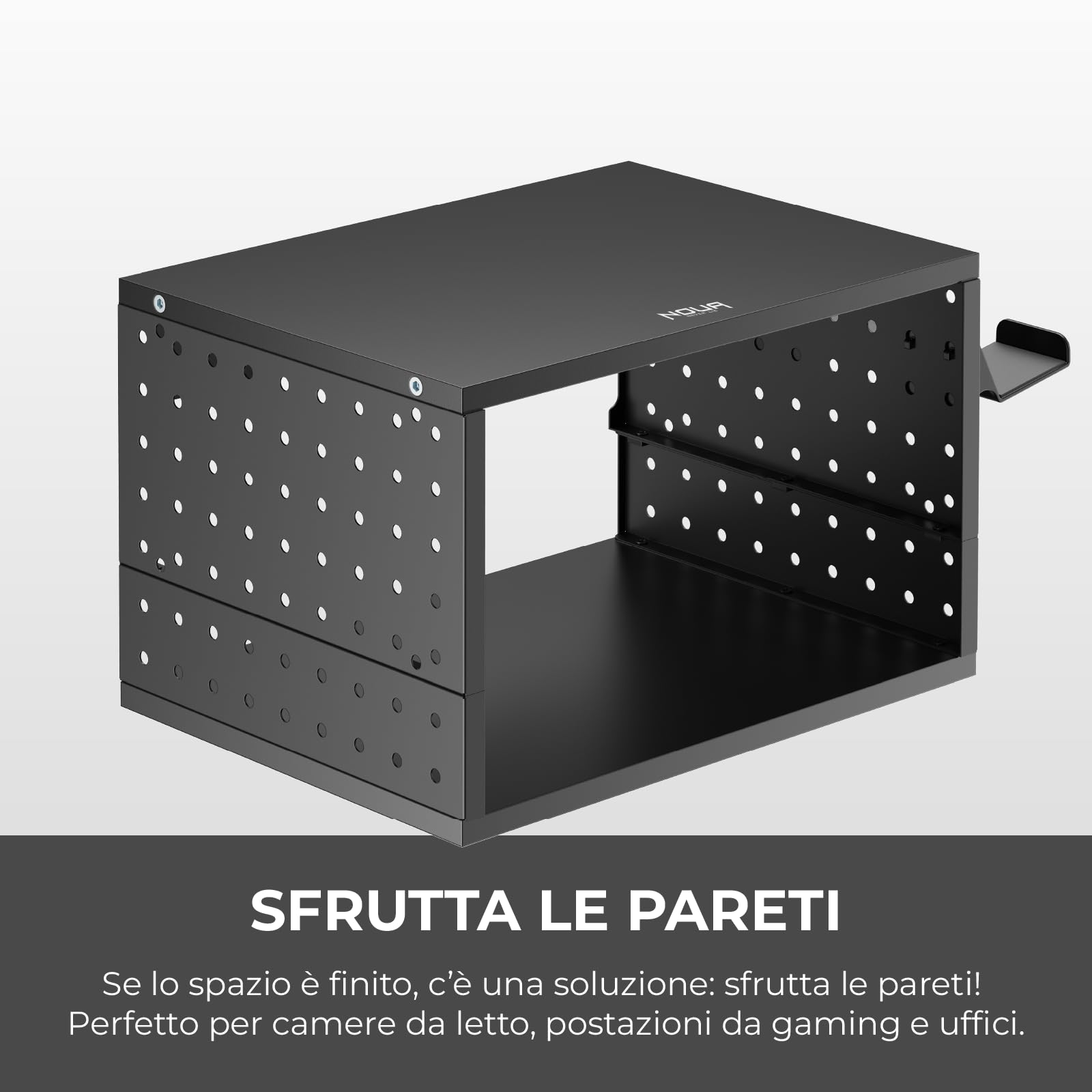 Noua Brawl Mobiletto a Muro Modulare con Pannelli Forati, Organizzatore da Parete per Accessori Gaming, Ufficio, Esposizione (405 x 304 x 262 mm)