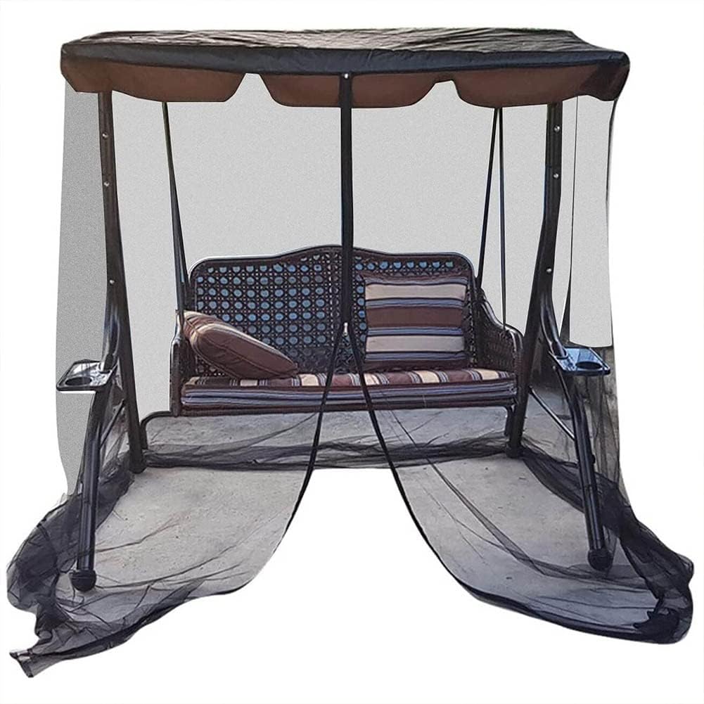 Patio Swing Mosquito Netting Polyester Mesh Screen with Zipper Opening Outdoor Swing Chair Mosquito Net for Patio (3-Seater Chair Size)