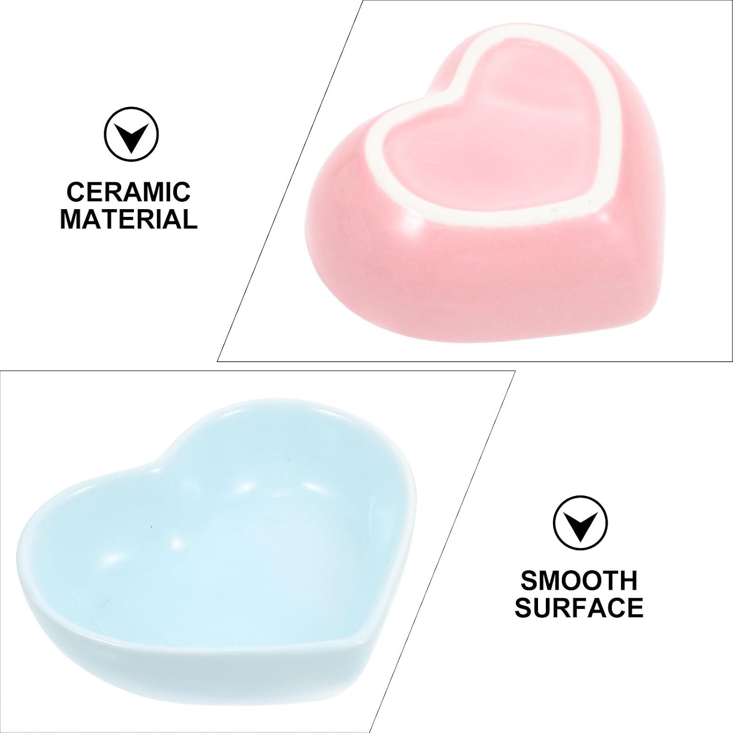 3pcs Heart-Shaped Hamster Feeding Bowls Set, Decorative Ceramic Pet Food Containers for Small Animals, Washable Food Bowls for Hamsters, Squirrels, and Dwarf Rodents