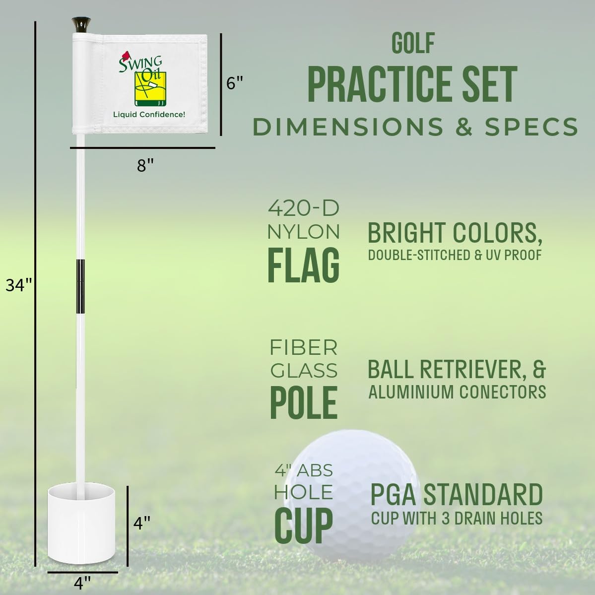 WATSY Golf Putting-Set – 3 Flaggen Mit Lochbechern, Für Garten & Heimtraining