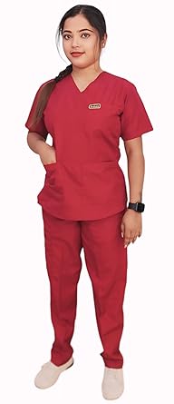 StitchMD Sigma Women's Scrub Suit with 7 Pockets| Special for Students |V-Neck| Half Sleeves| Comfortable| Ideal for Doctors & Healthcare Workers