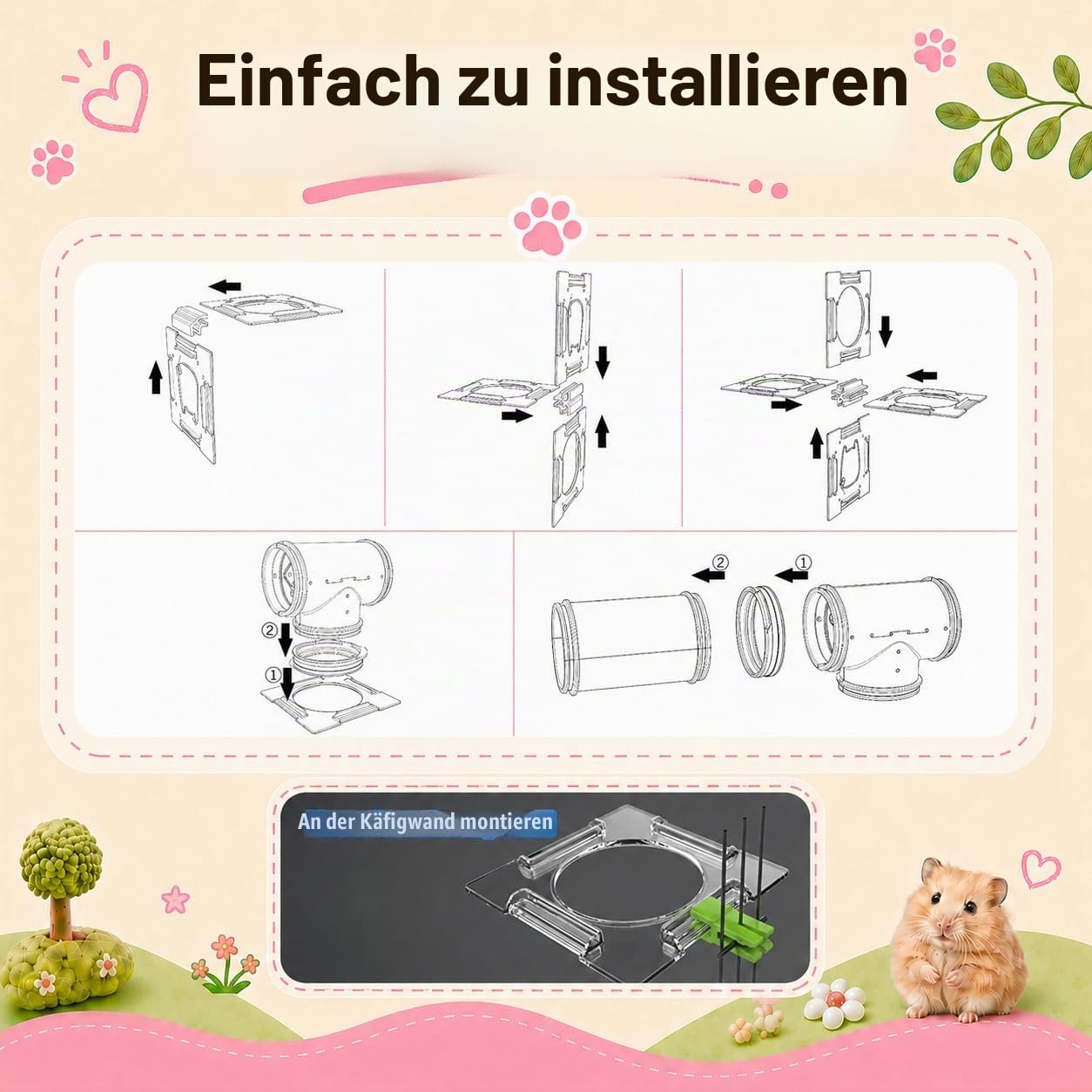 94 Stück DIY Hamstertunnel und Spielplatzmodul, Tube House Plattform Übung für Maus Hamster und andere kleine Tiere